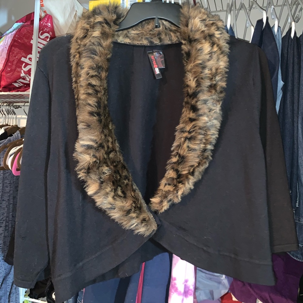 Faux Fur Crop Cardigan